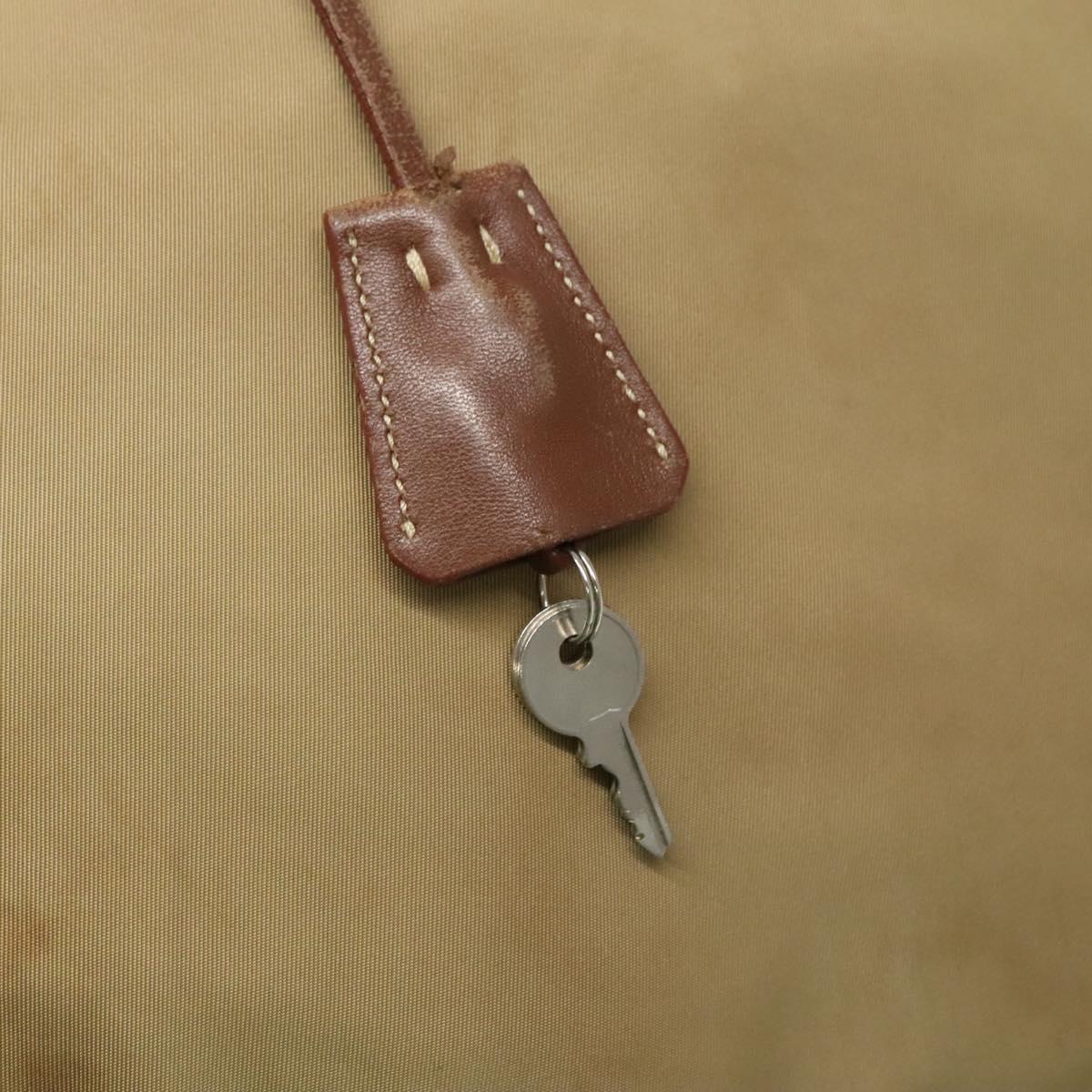 PRADA Tote Bag Nylon Beige Silver Auth 121206