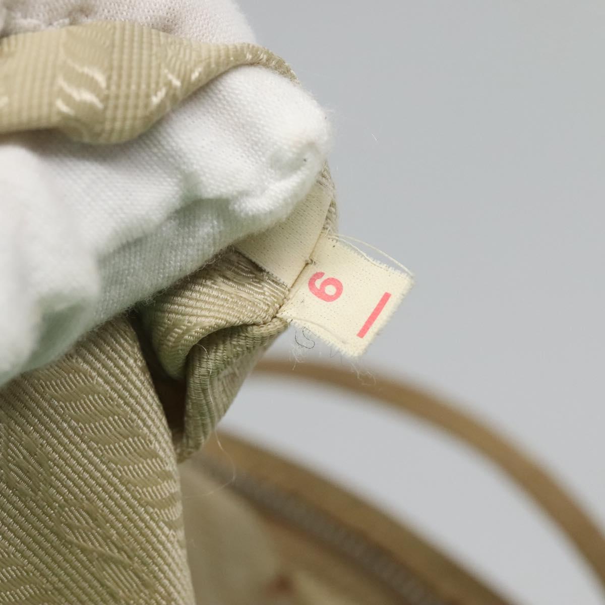 PRADA Tote Bag Nylon Beige Silver Auth 121206