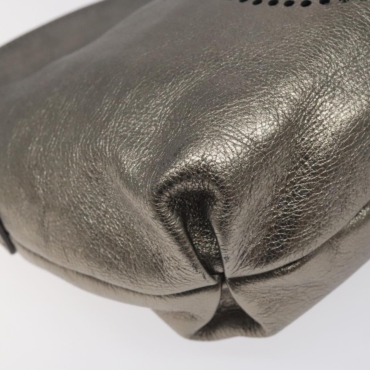 Salvatore Ferragamo Gancini Hand Bag Leather Silver Auth 121217