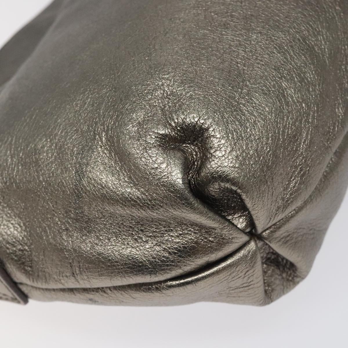 Salvatore Ferragamo Gancini Hand Bag Leather Silver Auth 121217