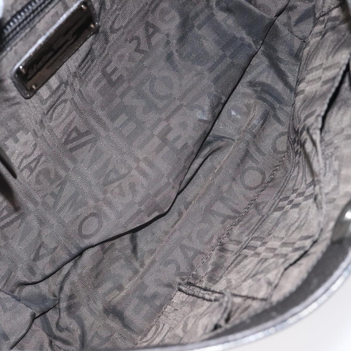 Salvatore Ferragamo Gancini Hand Bag Leather Silver Auth 121217