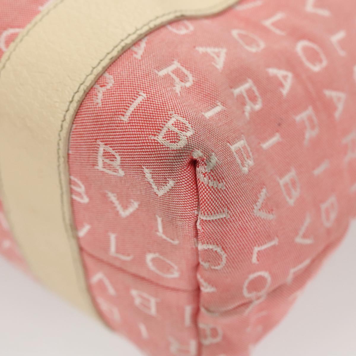 BVLGARI Hand Bag Canvas Pink Silver Auth 121218