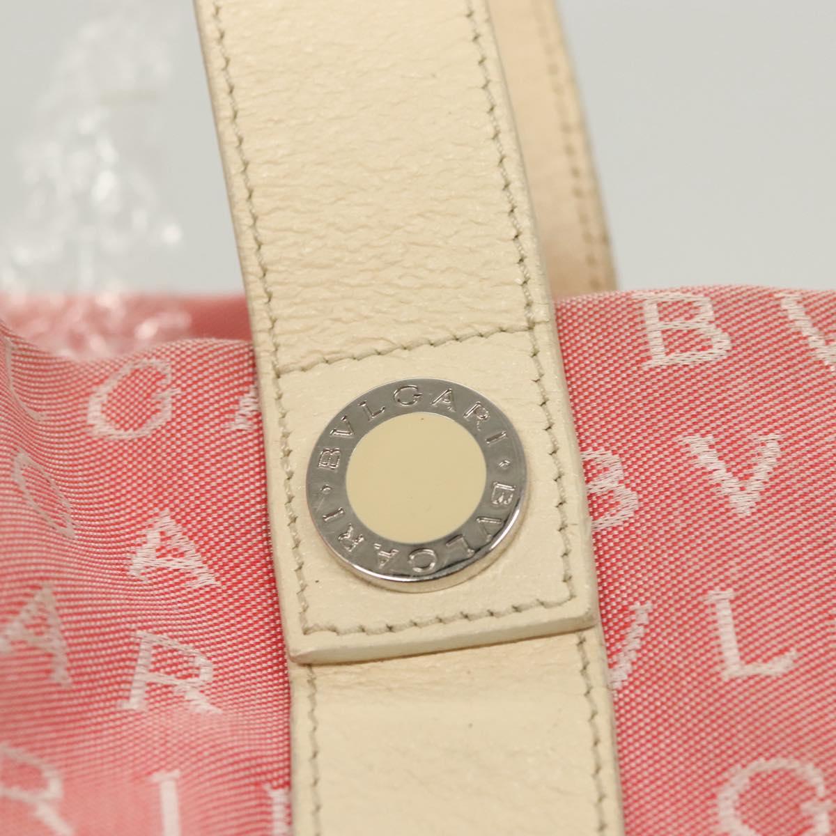 BVLGARI Hand Bag Canvas Pink Silver Auth 121218