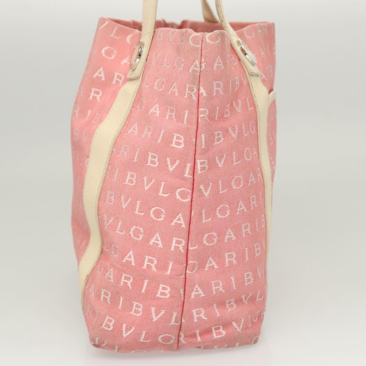 BVLGARI Hand Bag Canvas Pink Silver Auth 121218