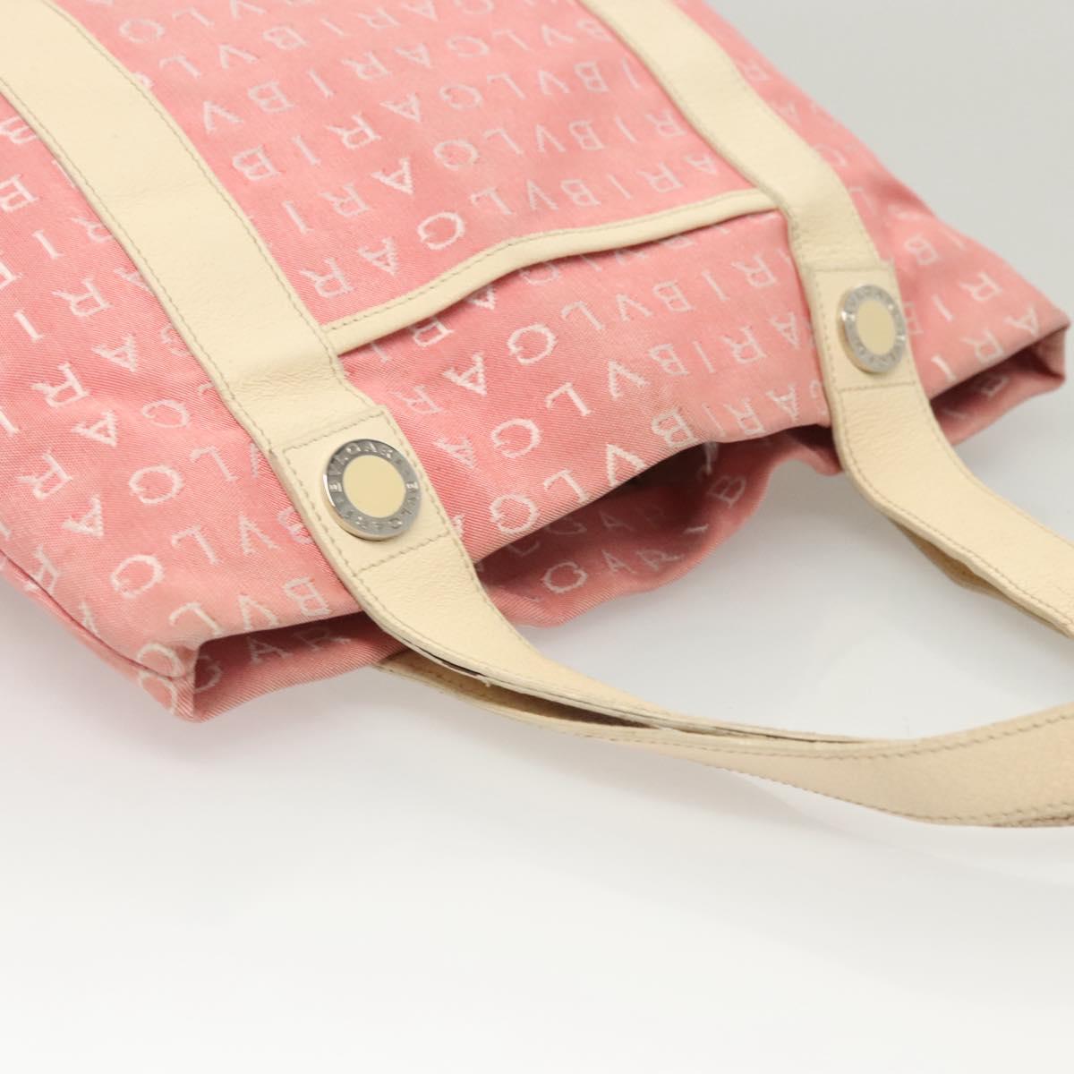 BVLGARI Hand Bag Canvas Pink Silver Auth 121218