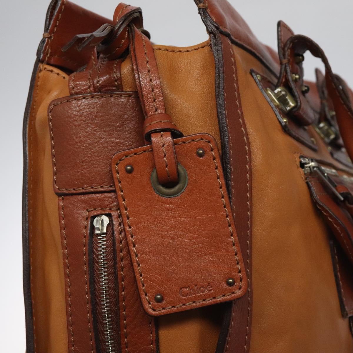 Chloe Tote Bag Leather Brown Auth 121219