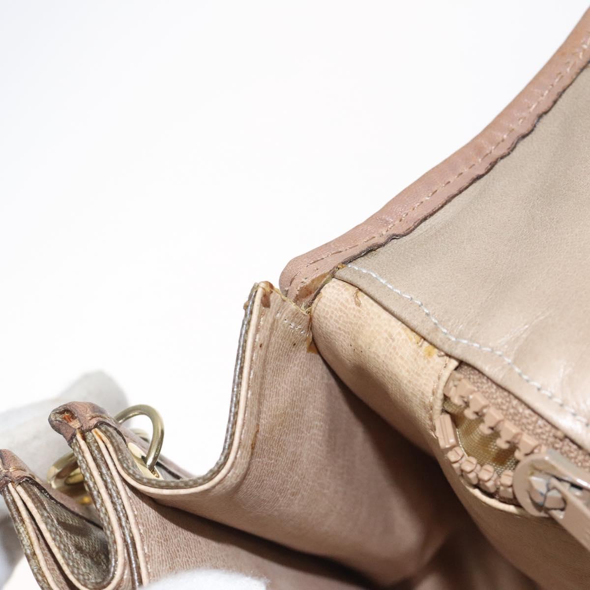 CELINE C Sulky Shoulder Bag Coated Canvas Beige gold Auth 121230