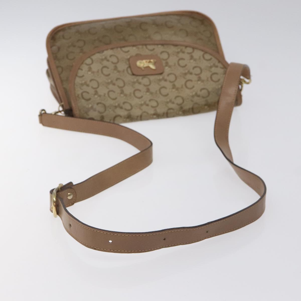 CELINE C Sulky Shoulder Bag Coated Canvas Beige gold Auth 121230