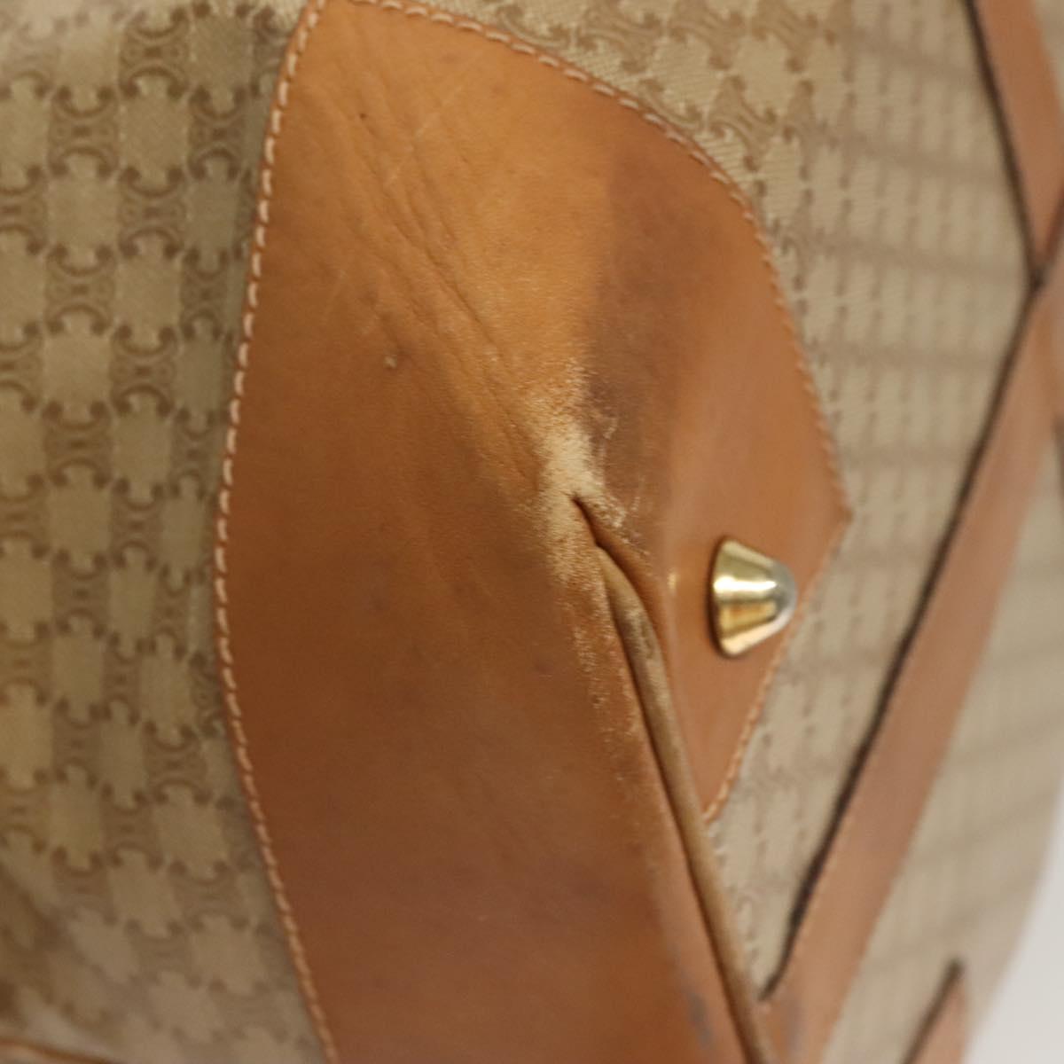 CELINE Macadam Canvas Boston Bag PVC Brown Gold Auth 121232