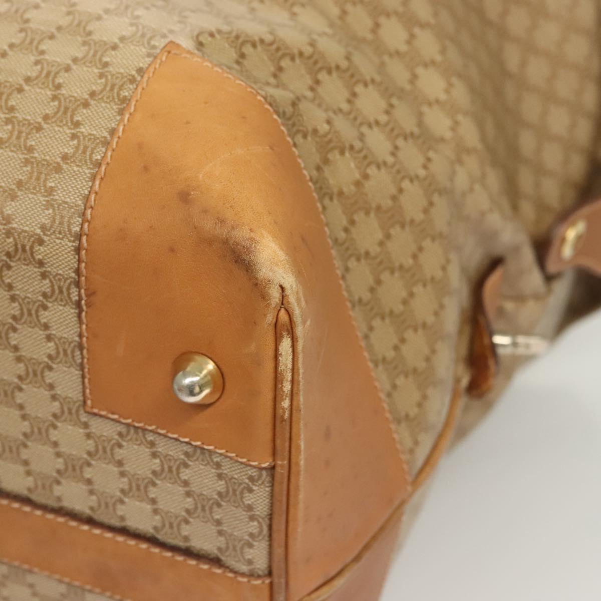 CELINE Macadam Canvas Boston Bag PVC Brown Gold Auth 121232