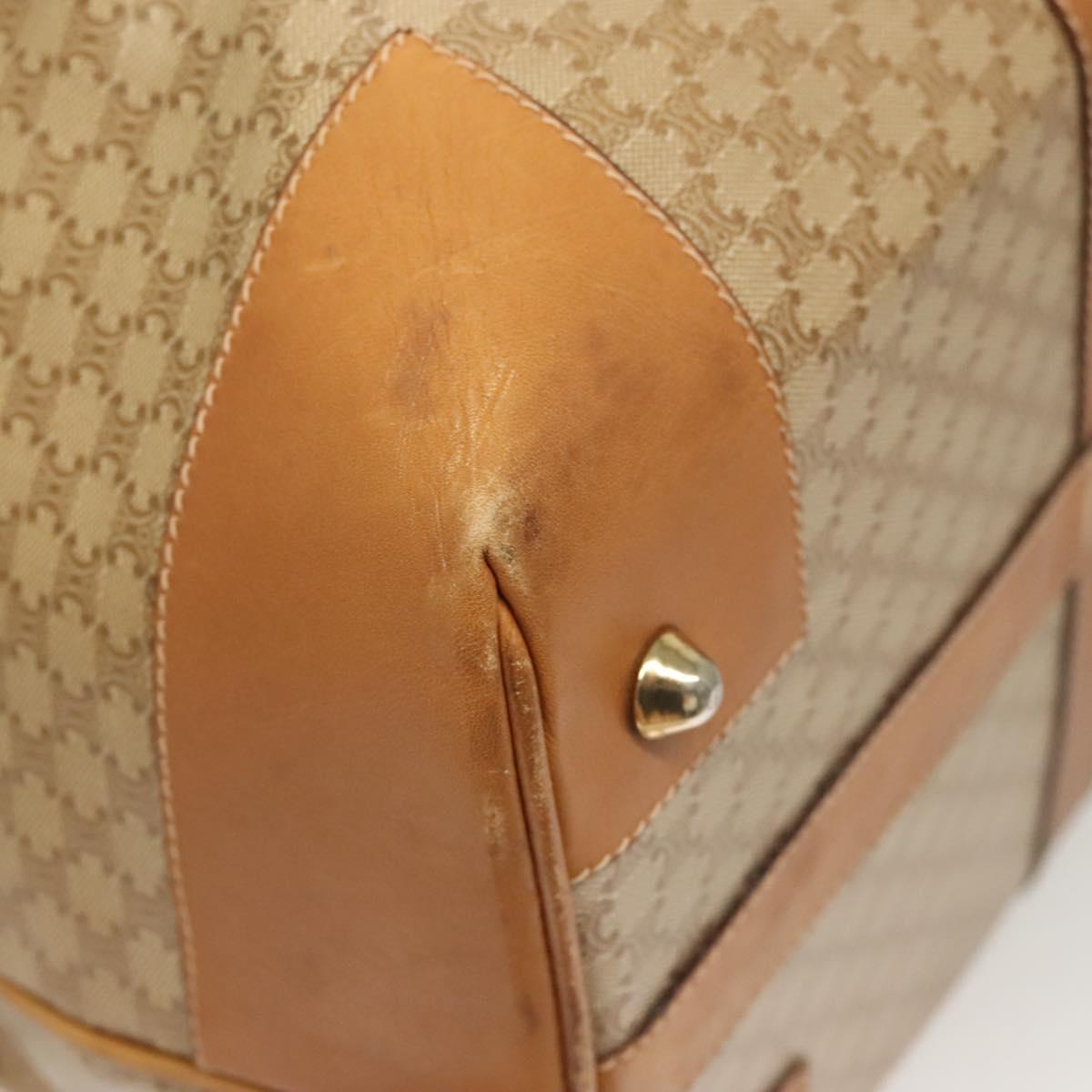 CELINE Macadam Canvas Boston Bag PVC Brown Gold Auth 121232