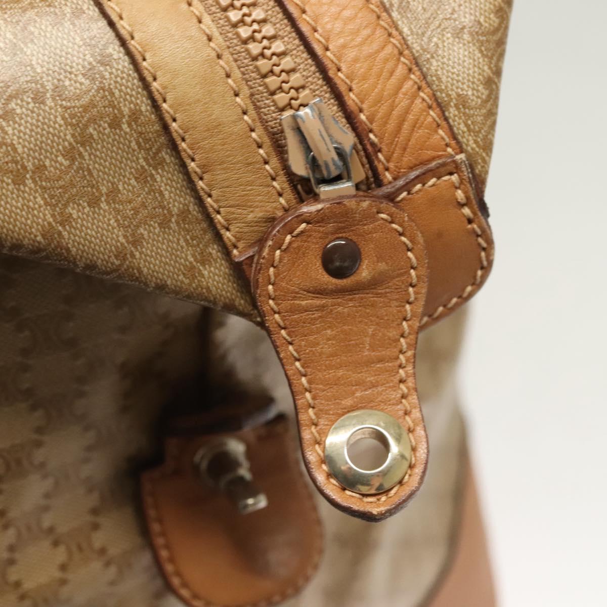 CELINE Macadam Canvas Boston Bag PVC Brown Gold Auth 121232