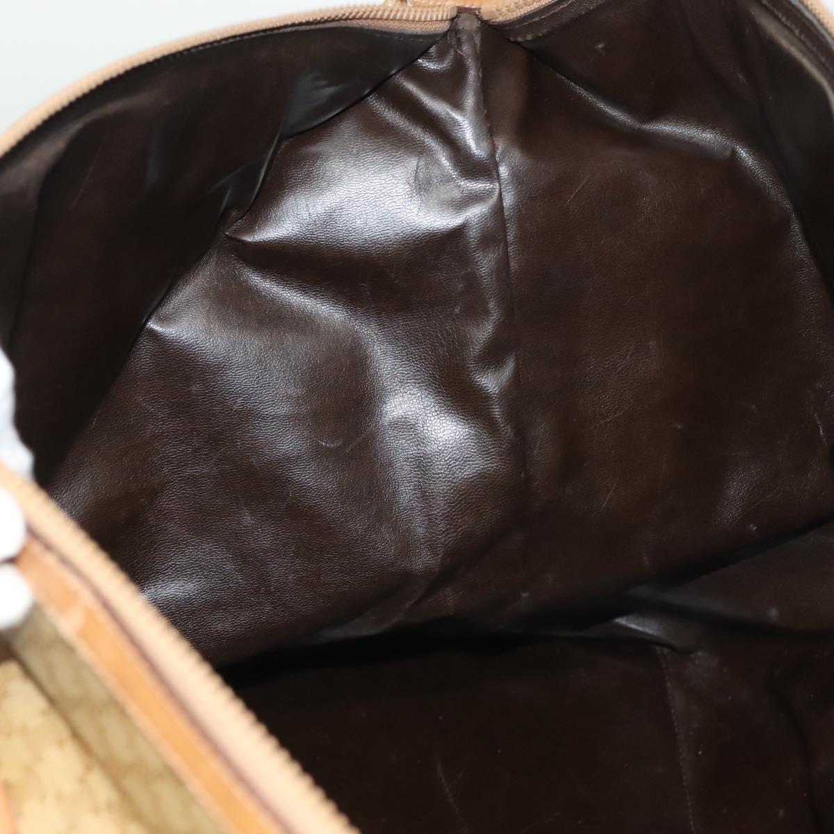 CELINE Macadam Canvas Boston Bag PVC Brown Gold Auth 121232