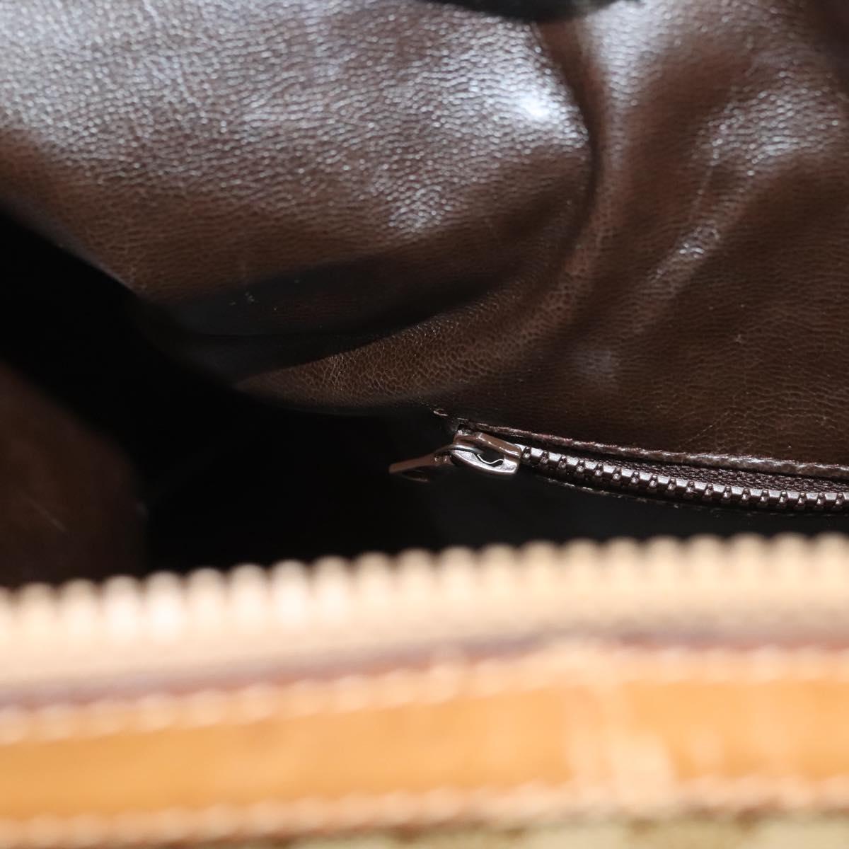 CELINE Macadam Canvas Boston Bag PVC Brown Gold Auth 121232