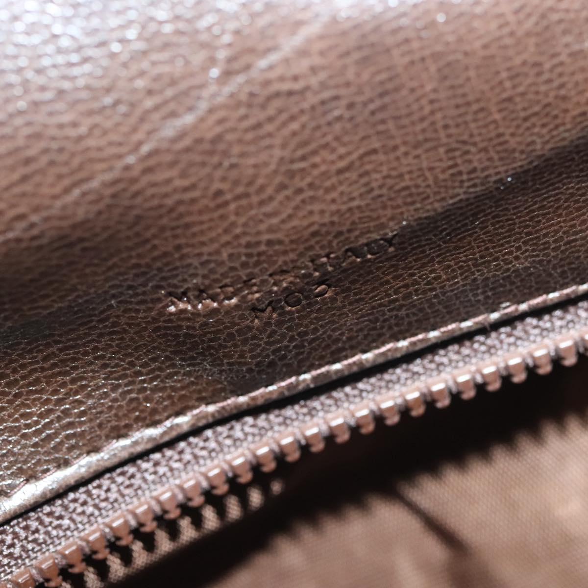 CELINE Macadam Canvas Boston Bag PVC Brown Gold Auth 121232