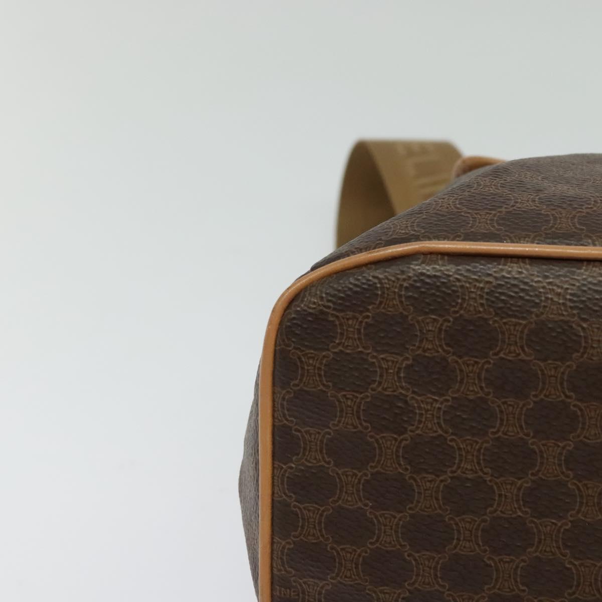 CELINE Macadam Canvas Backpack PVC Leather Brown Gold Auth 121237