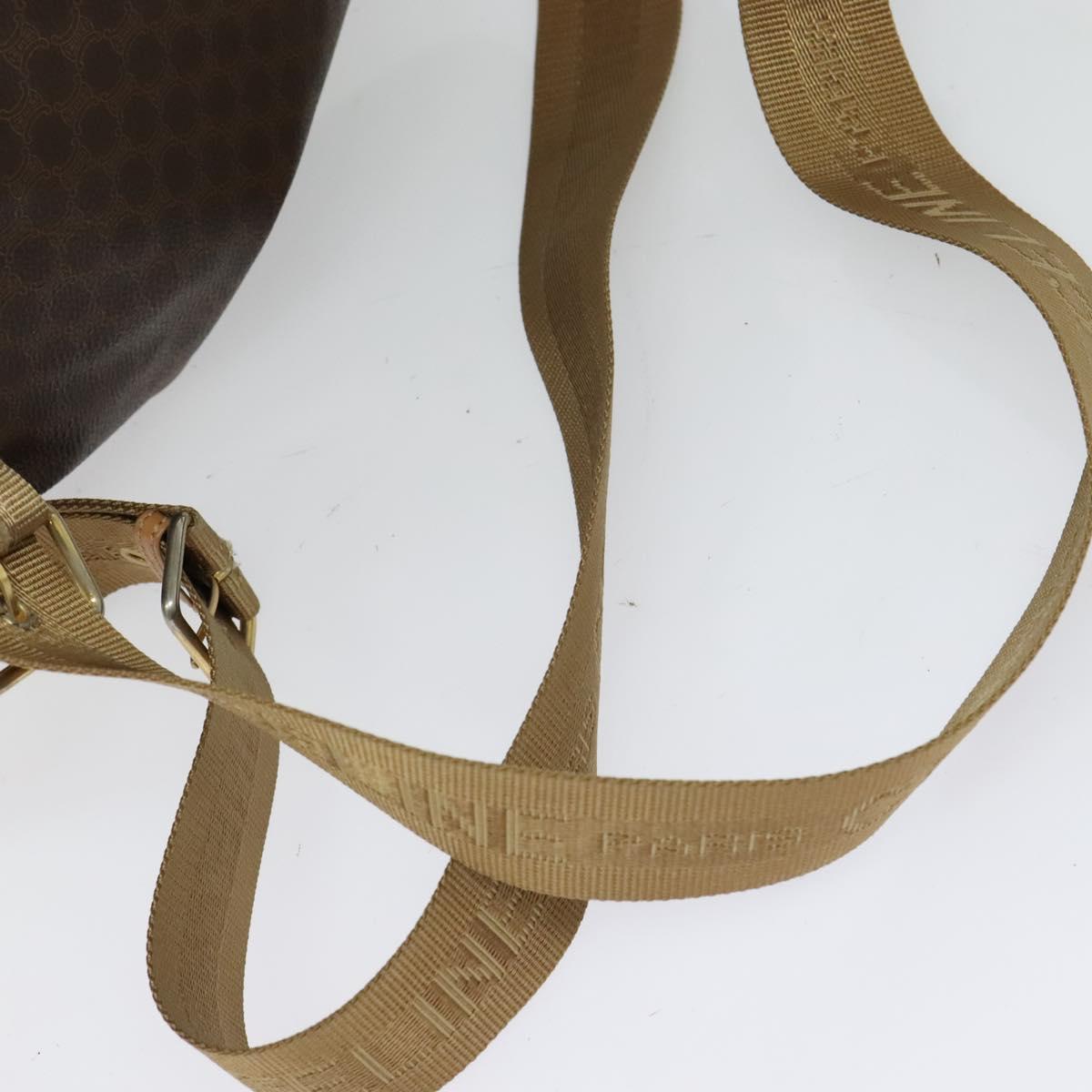 CELINE Macadam Canvas Backpack PVC Leather Brown Gold Auth 121237