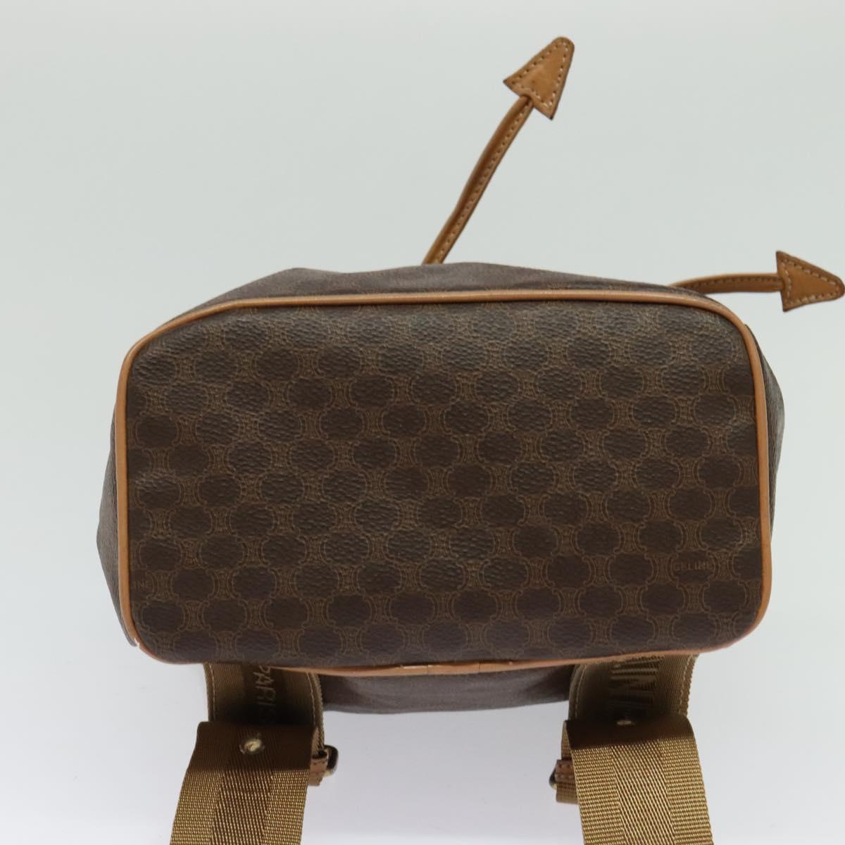 CELINE Macadam Canvas Backpack PVC Leather Brown Gold Auth 121237