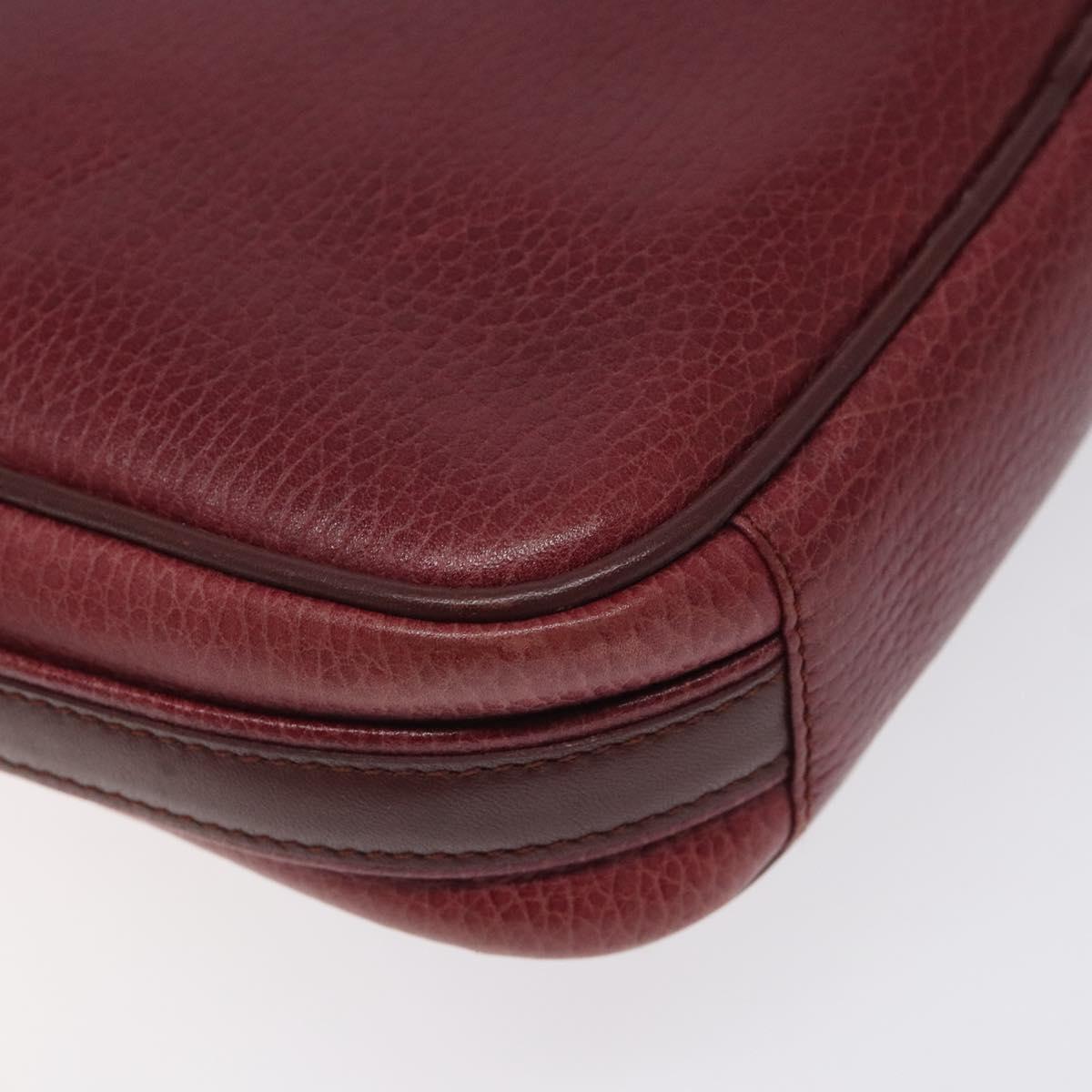 CARTIER Shoulder Bag Leather Bordeaux Gold Auth 121239
