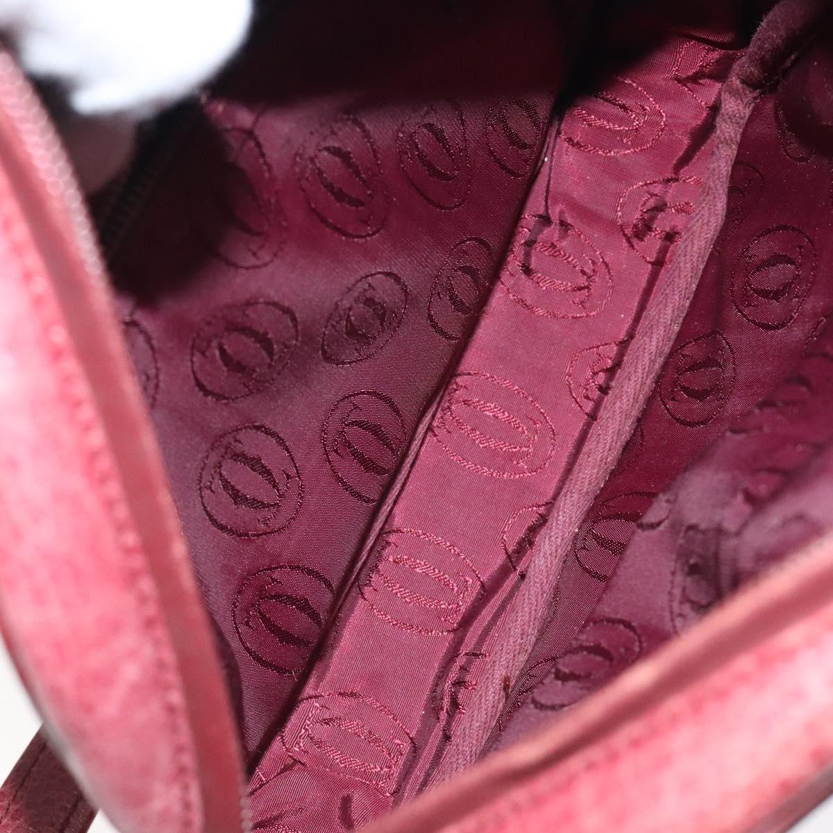 CARTIER Shoulder Bag Leather Bordeaux Gold Auth 121239