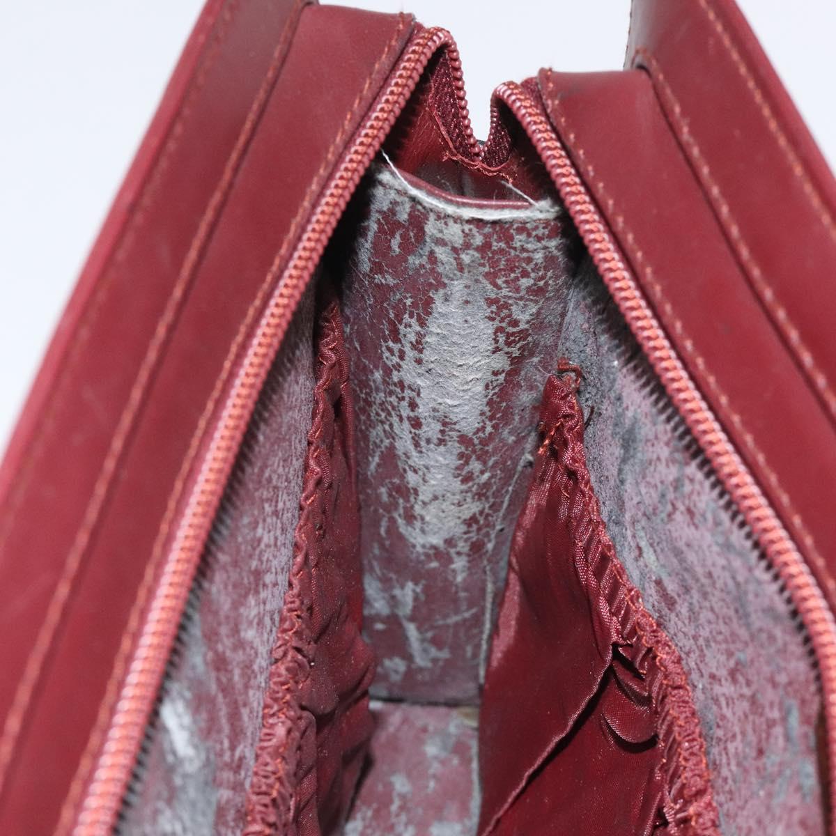 CARTIER Clutch Bag Leather Bordeaux Gold Auth 121240