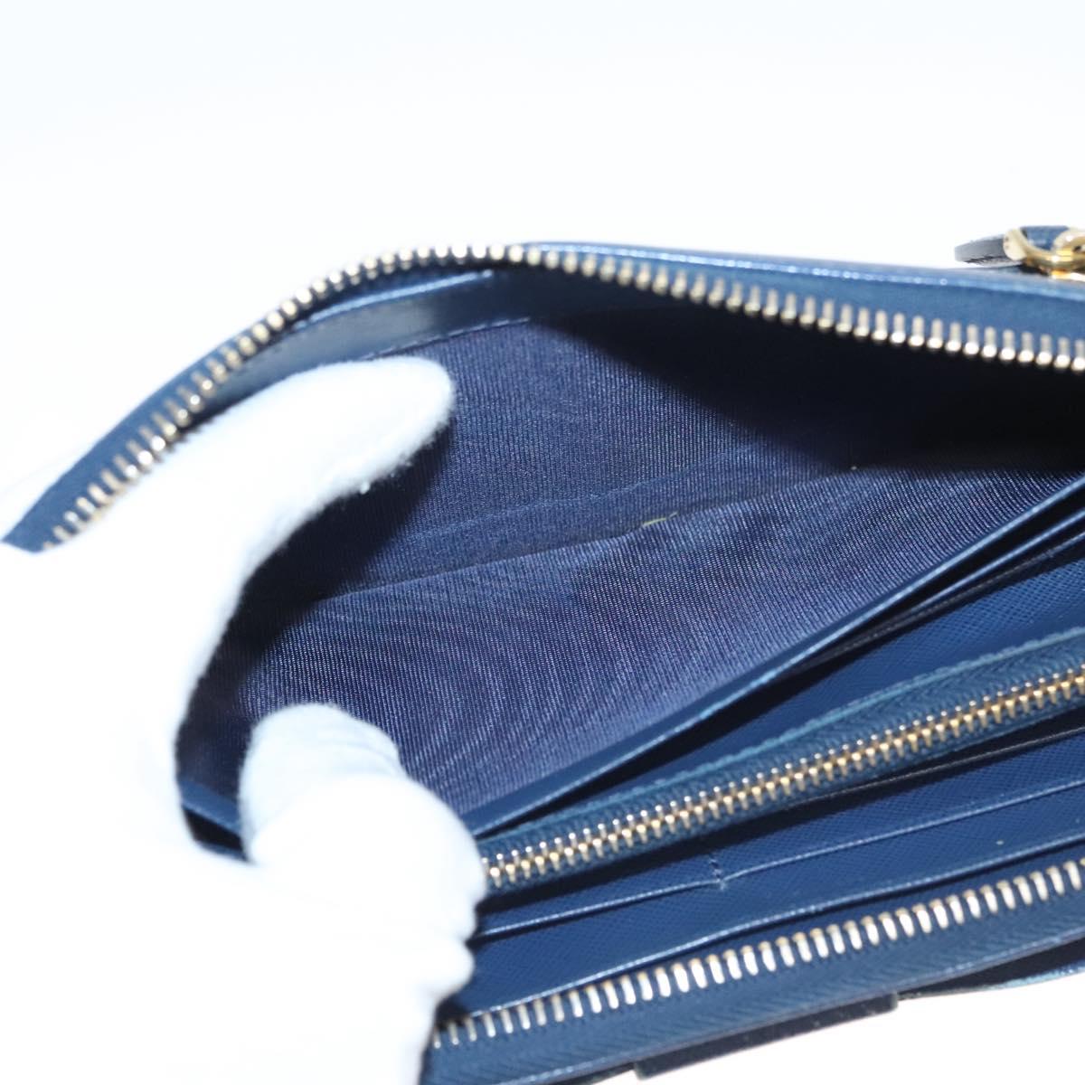 PRADA Long Wallet Safiano leather Blue Auth 121255