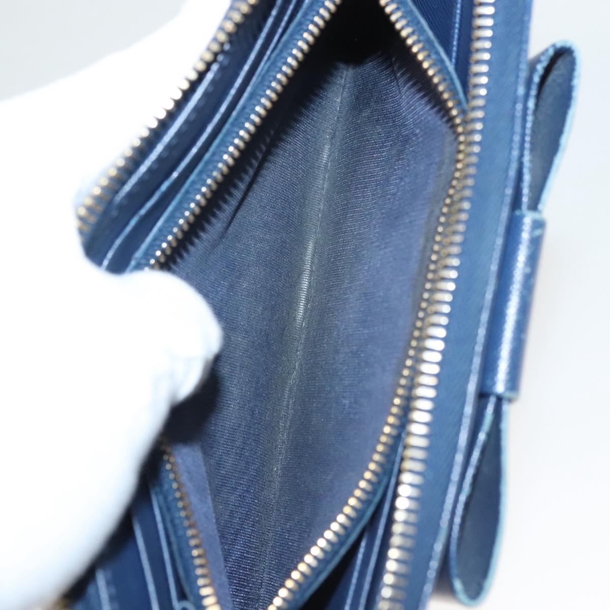 PRADA Long Wallet Safiano leather Blue Auth 121255