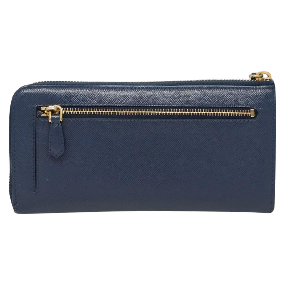 PRADA Long Wallet Safiano leather Blue Auth 121255