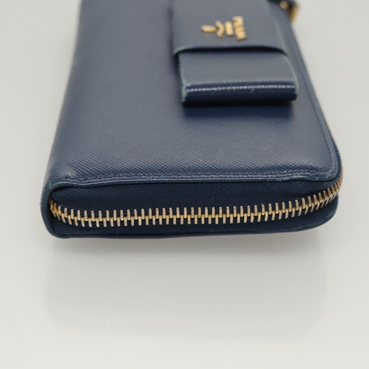 PRADA Long Wallet Safiano leather Blue Auth 121255