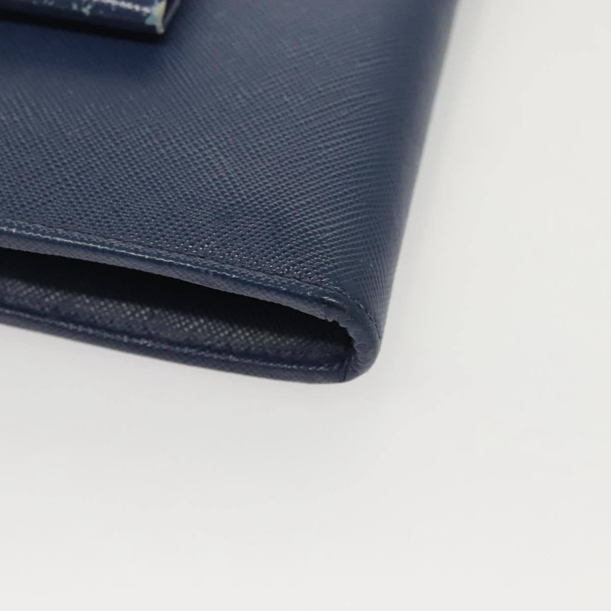 PRADA Long Wallet Safiano leather Blue Auth 121255