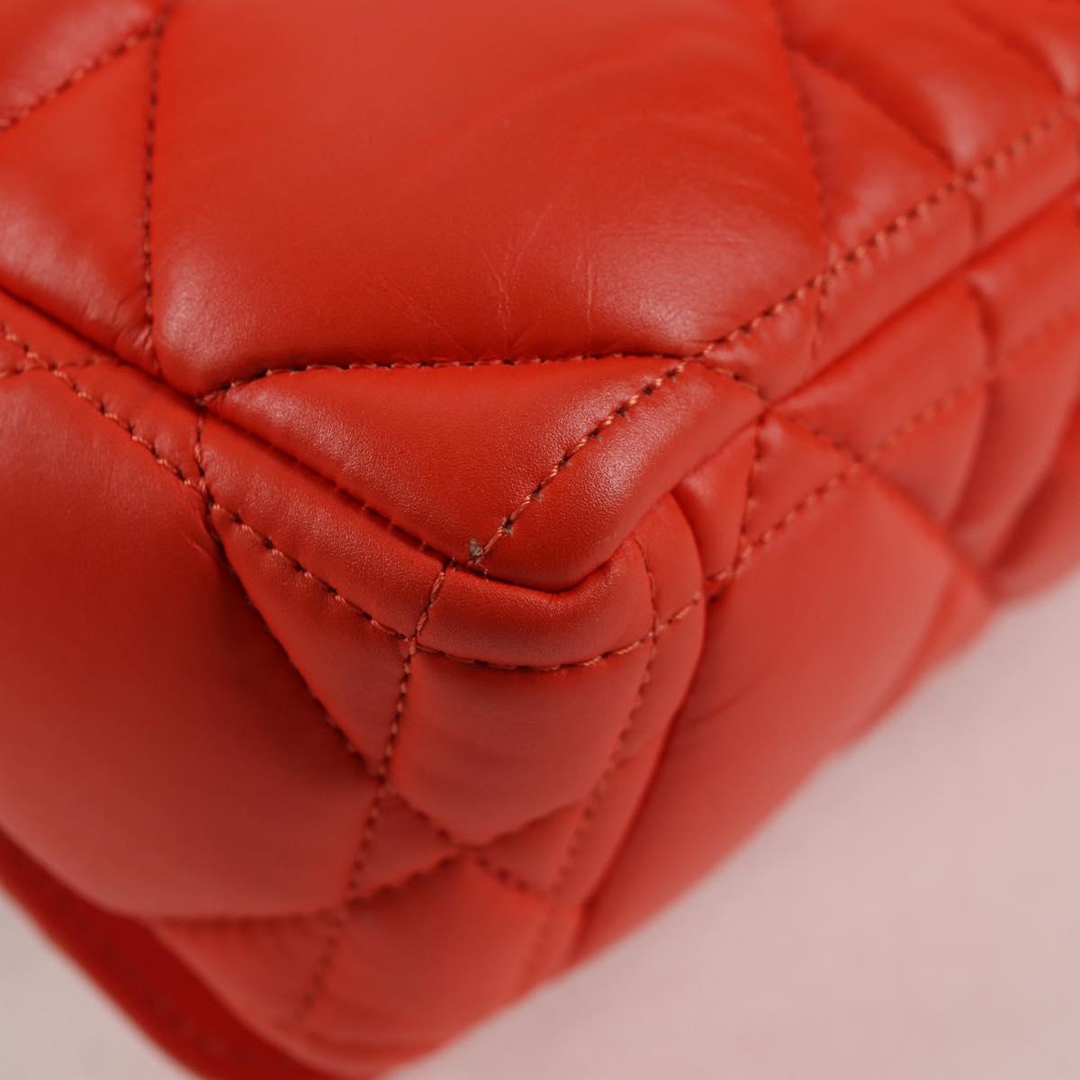 Christian Dior CARO Calo Microcannage Shoulder Bag Leather Orange Auth 121261SAM
