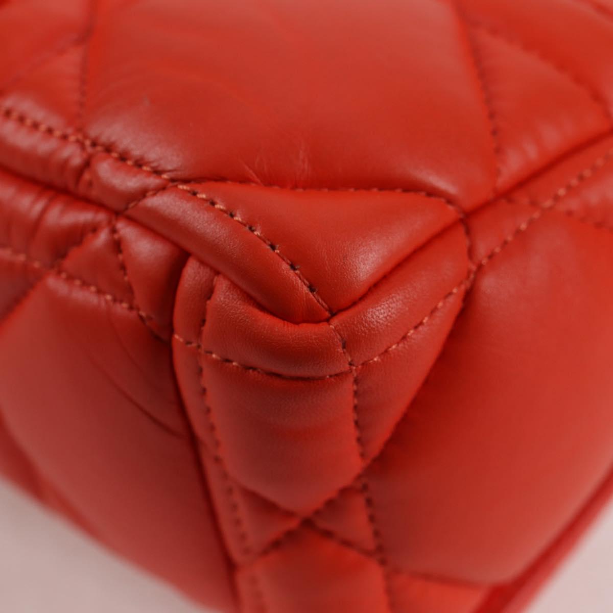 Christian Dior CARO Calo Microcannage Shoulder Bag Leather Orange Auth 121261SAM