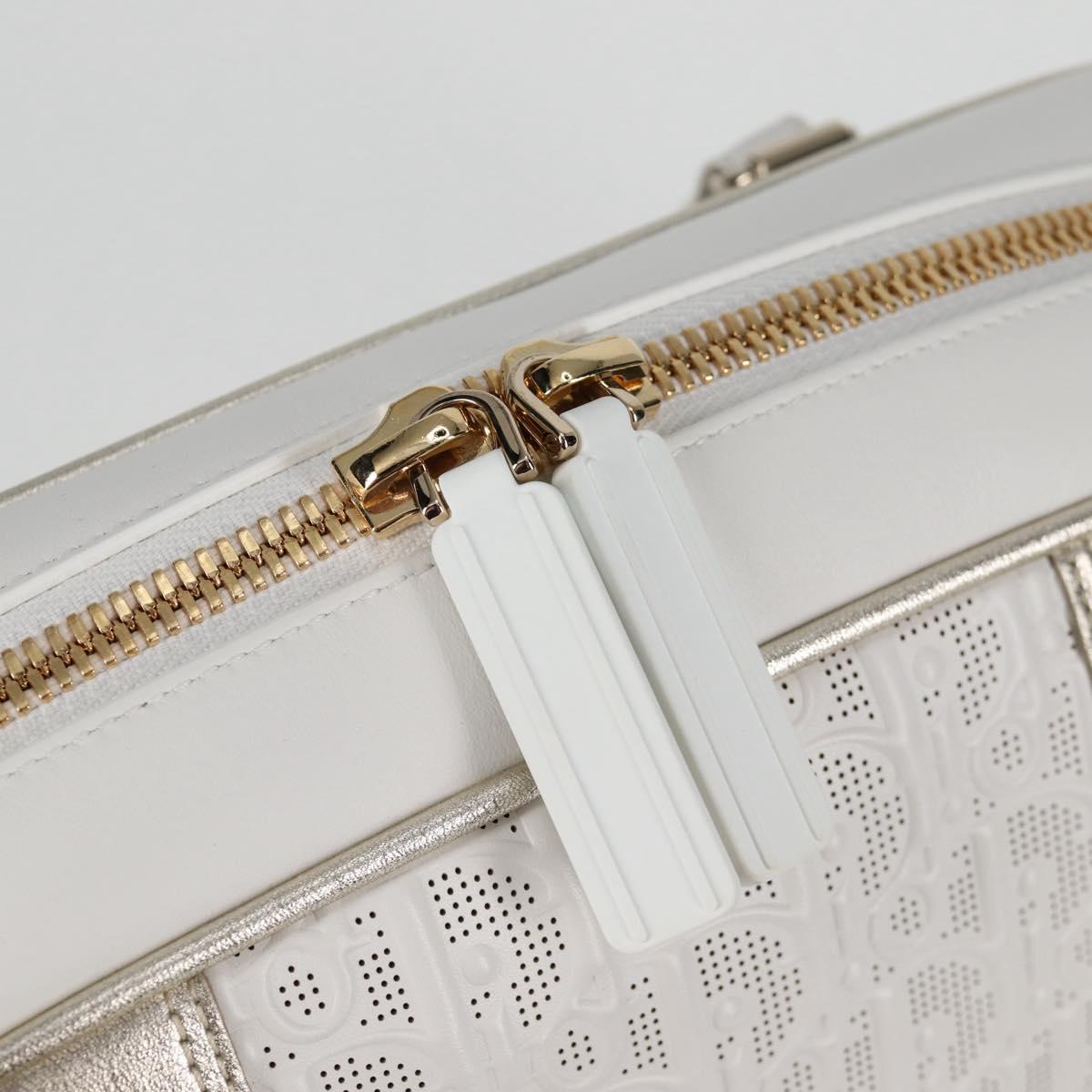 Christian Dior Medium Classic Bowling Bag Bag Leather White Gold Auth 121262SAM