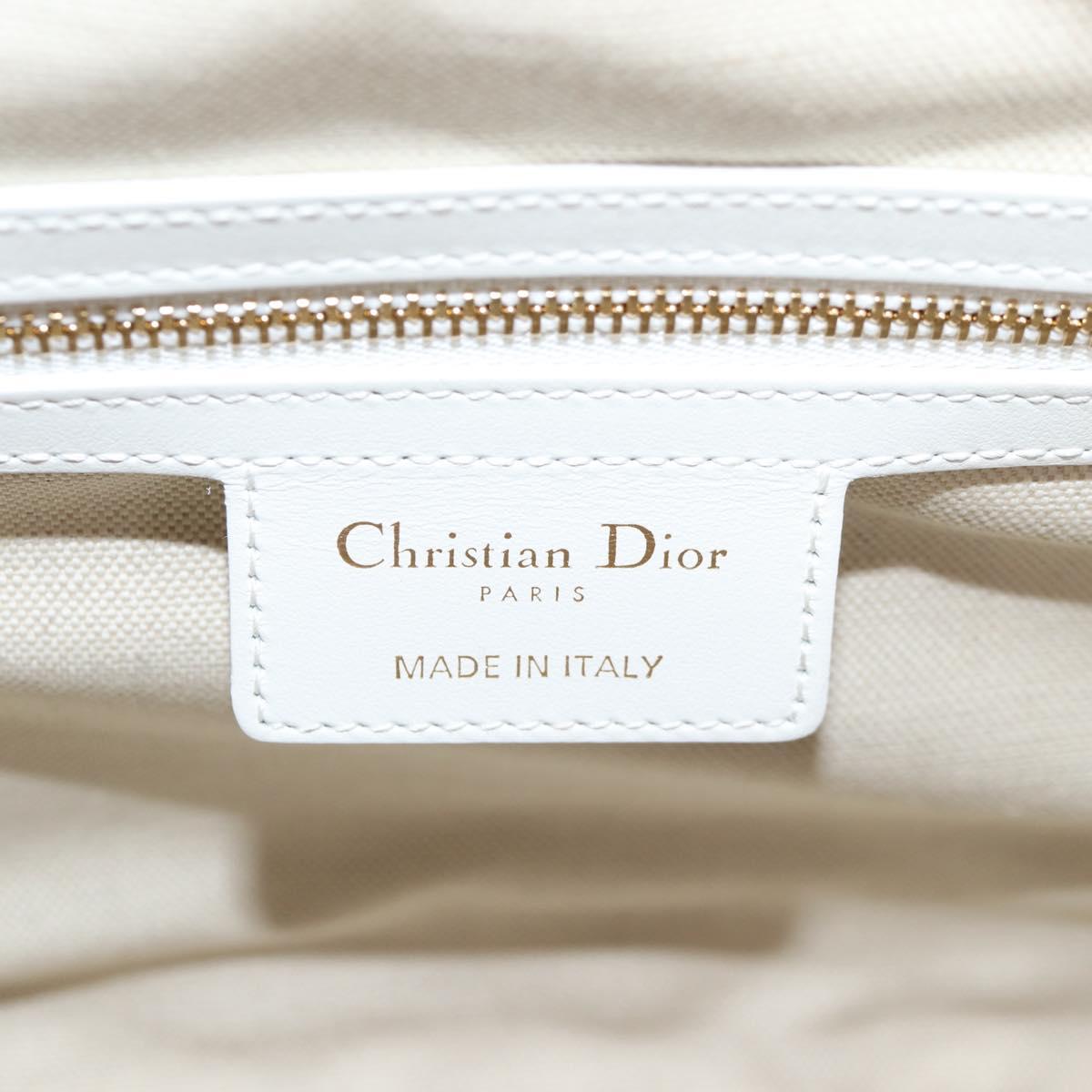 Christian Dior Medium Classic Bowling Bag Bag Leather White Gold Auth 121262SAM