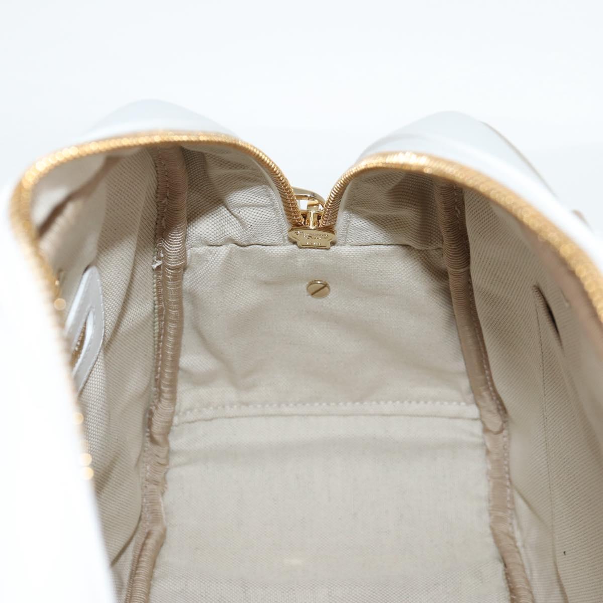 Christian Dior Medium Classic Bowling Bag Bag Leather White Gold Auth 121262SAM