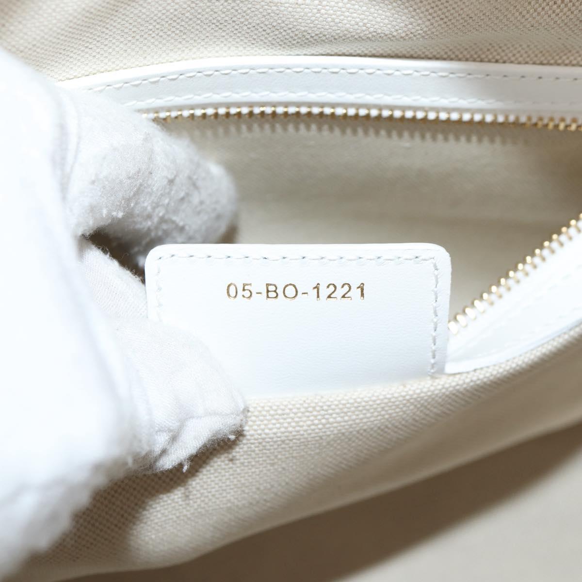 Christian Dior Medium Classic Bowling Bag Bag Leather White Gold Auth 121262SAM