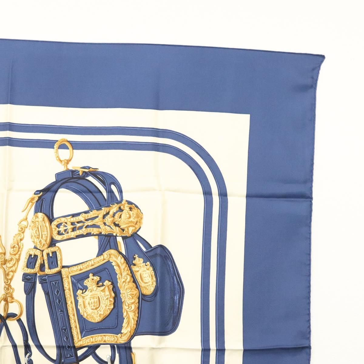 HERMES Carre 90 Scarf ""BRIDES de GALA"" Silk Blue Auth 121275