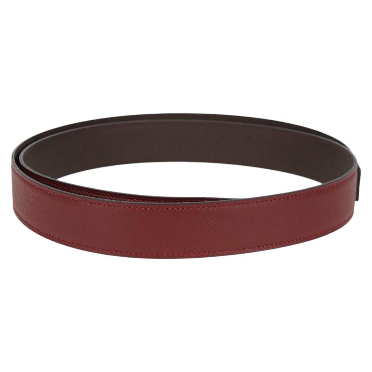 HERMES Constance Belt Leather 48"" Wine Red Auth 121287M