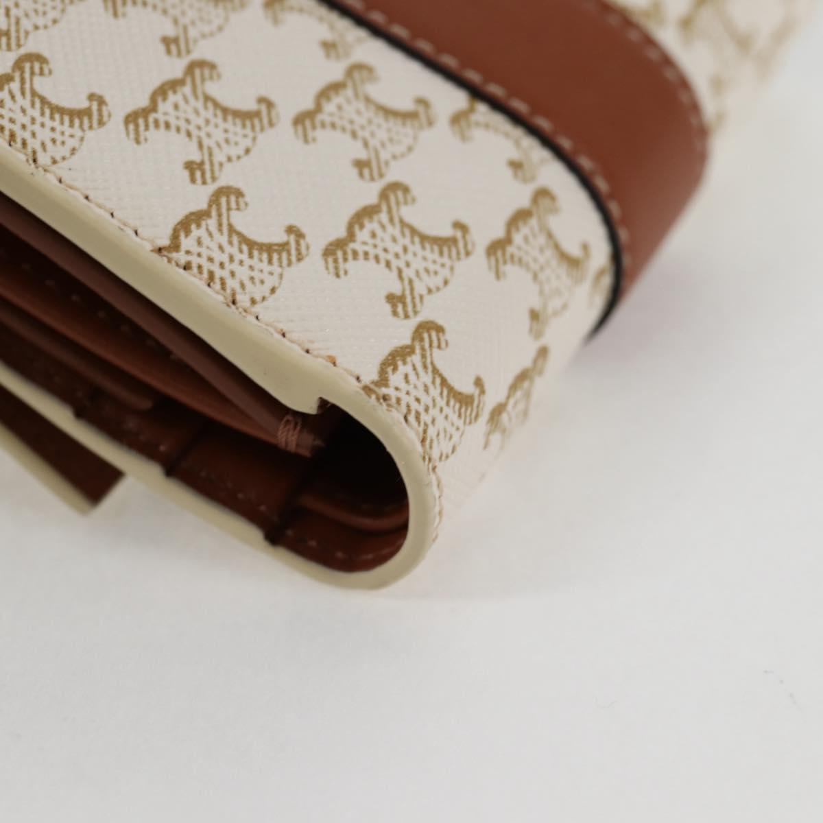 CELINE Triomphe Mini Wallet PVC Beige Auth 121289M