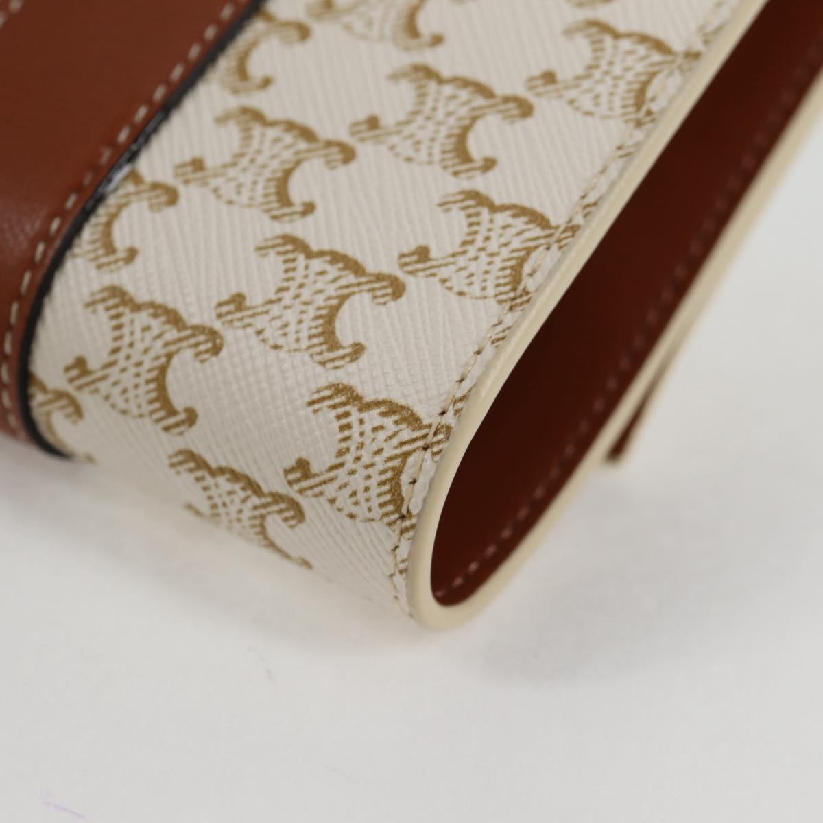 CELINE Triomphe Mini Wallet PVC Beige Auth 121289M