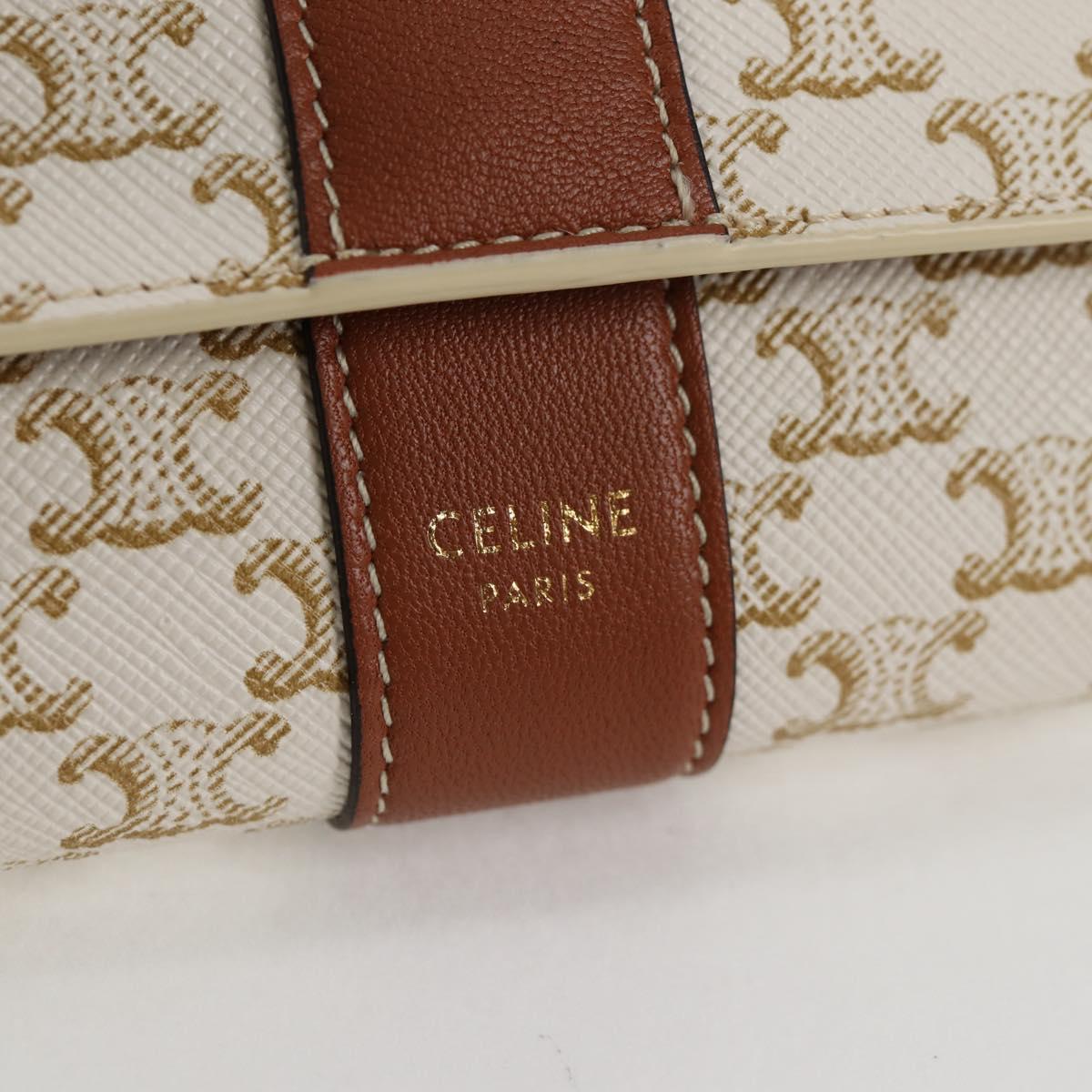 CELINE Triomphe Mini Wallet PVC Beige Auth 121289M