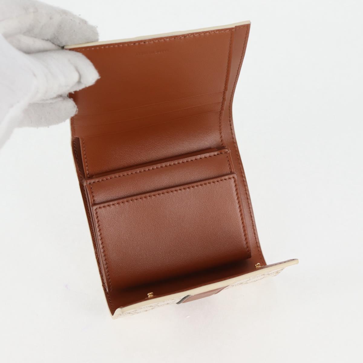 CELINE Triomphe Mini Wallet PVC Beige Auth 121289M