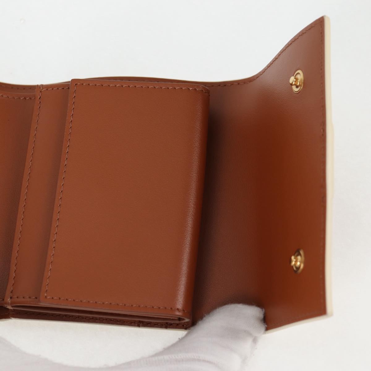 CELINE Triomphe Mini Wallet PVC Beige Auth 121289M