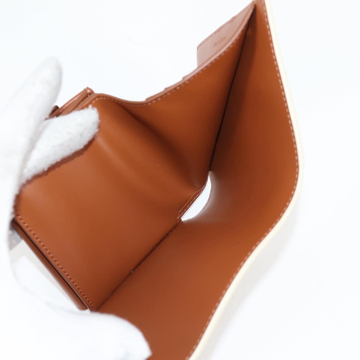 CELINE Triomphe Mini Wallet PVC Beige Auth 121289M