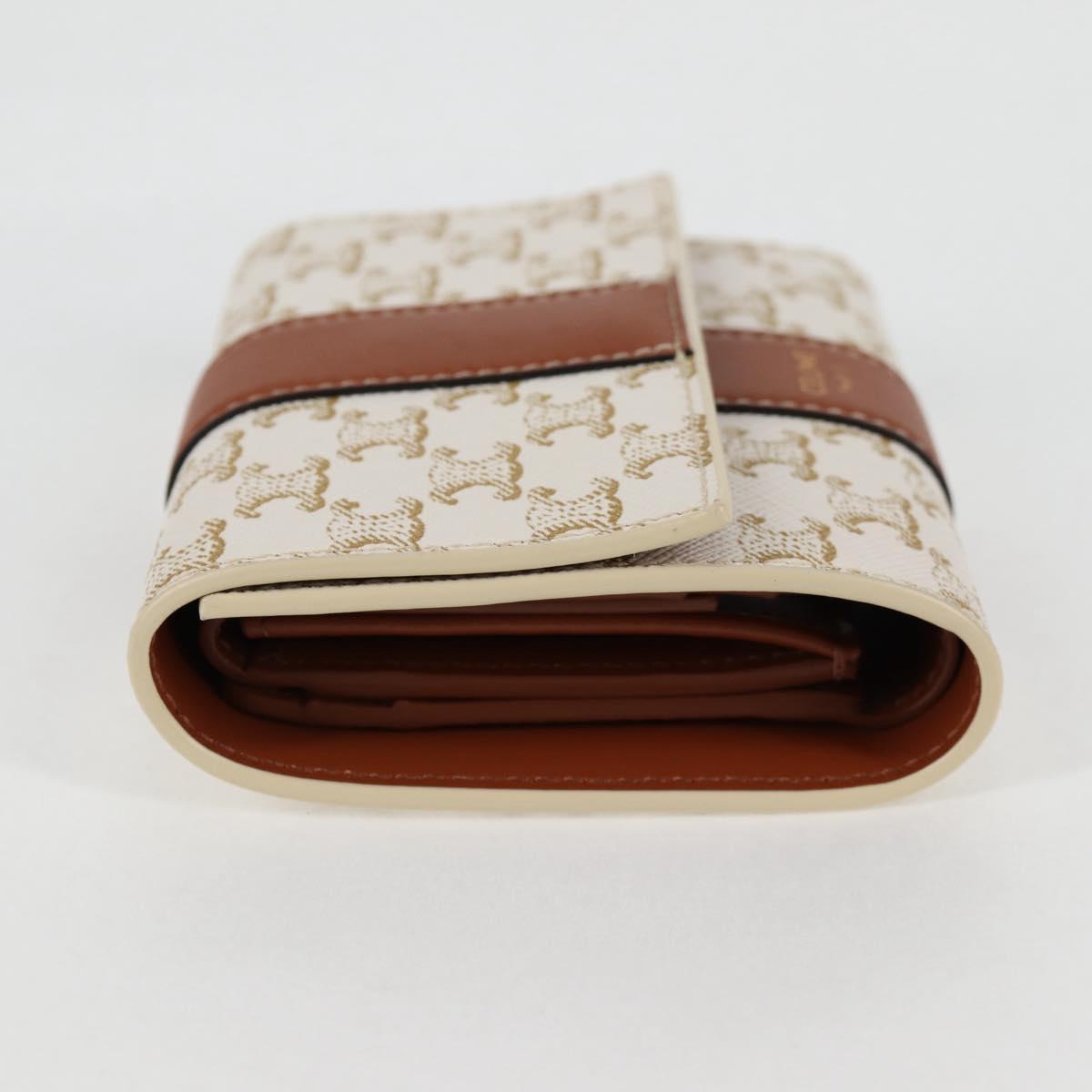 CELINE Triomphe Mini Wallet PVC Beige Auth 121289M