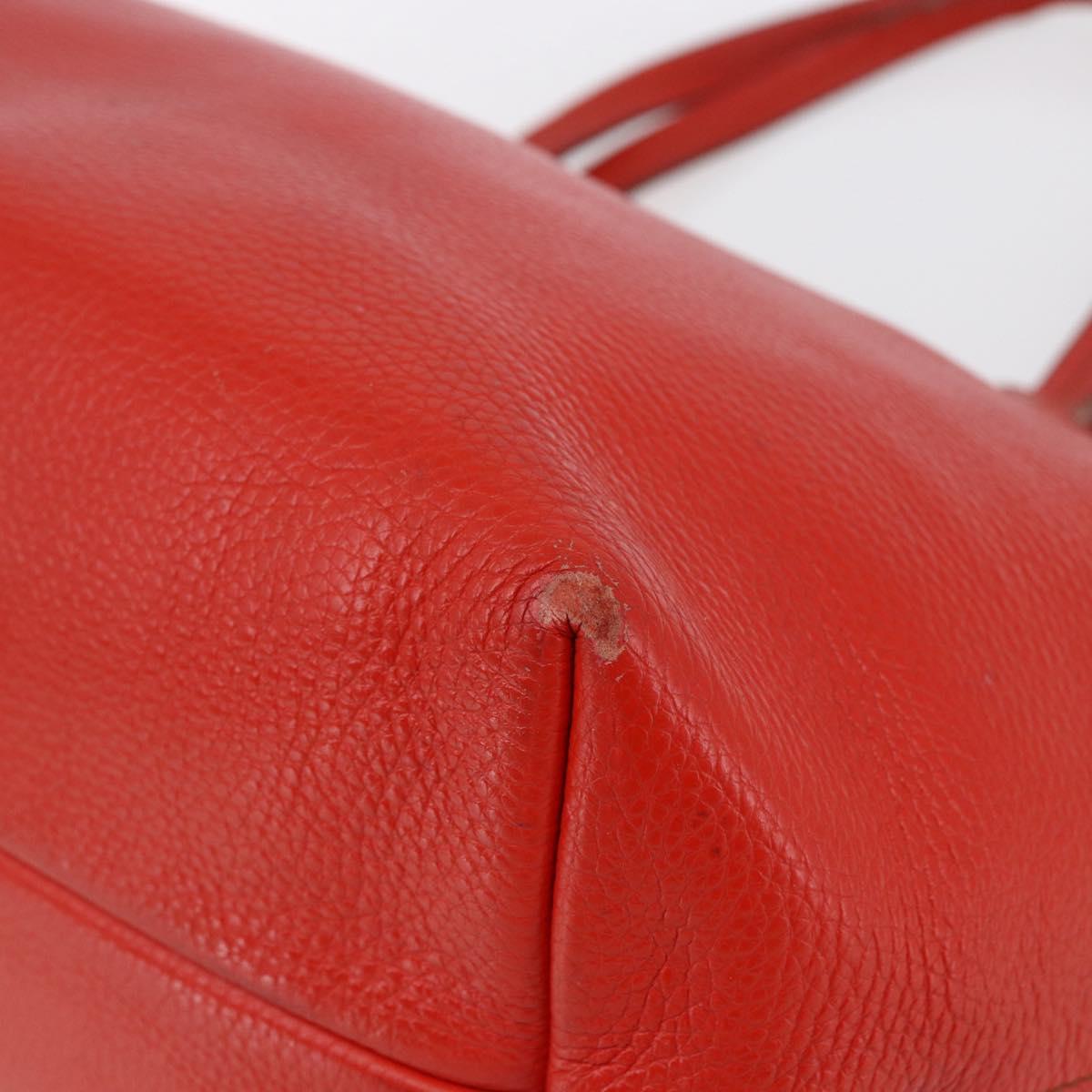 Salvatore Ferragamo Tote Bag Leather Red Gold Auth 121300