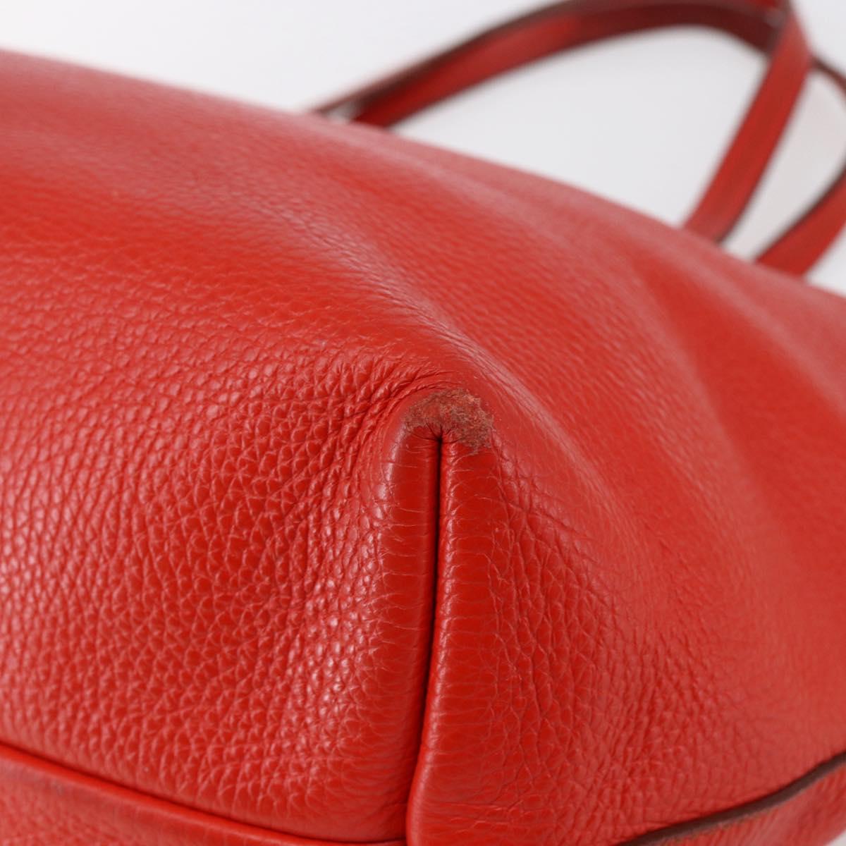 Salvatore Ferragamo Tote Bag Leather Red Gold Auth 121300