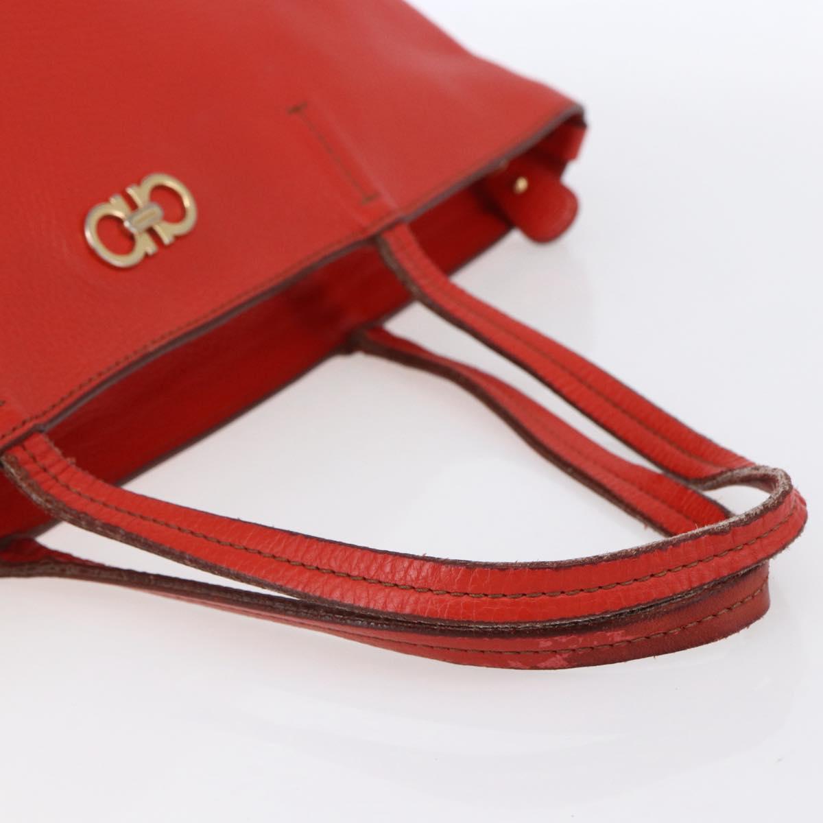 Salvatore Ferragamo Tote Bag Leather Red Gold Auth 121300