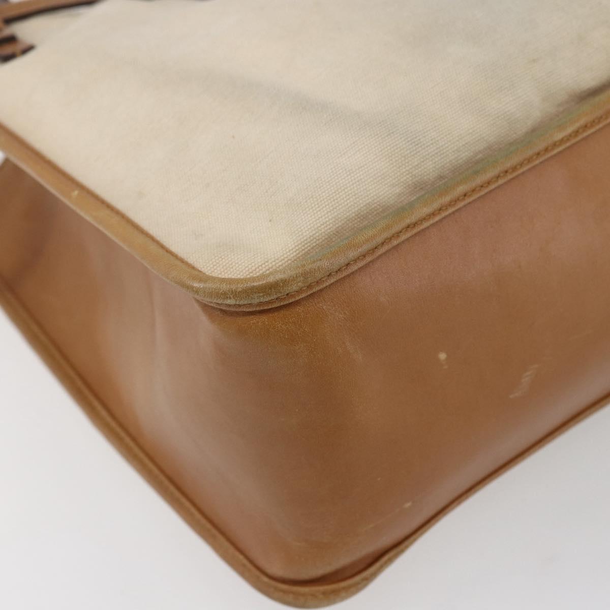 GUCCI Shoulder Bag Canvas Leather Beige Brown 109133 Auth 121302