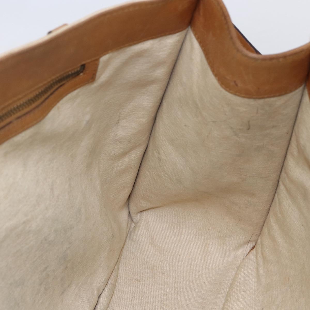 GUCCI Shoulder Bag Canvas Leather Beige Brown 109133 Auth 121302